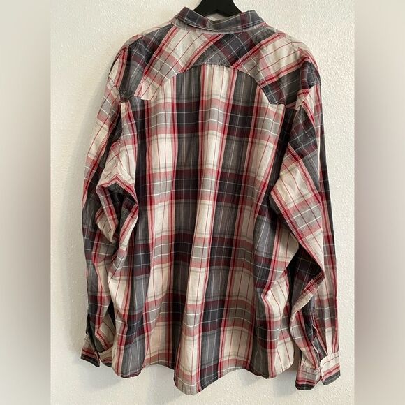 Levi's Red and Gray Plaid Pearl Snap Shirt XXXL UB-16 - Picture 6 of 9